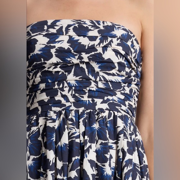 A.L.C. NWT Women’s Strapless Midi Dress w/Full Skirt Pockets Navy/Ivory - 14 - Picture 6 of 15